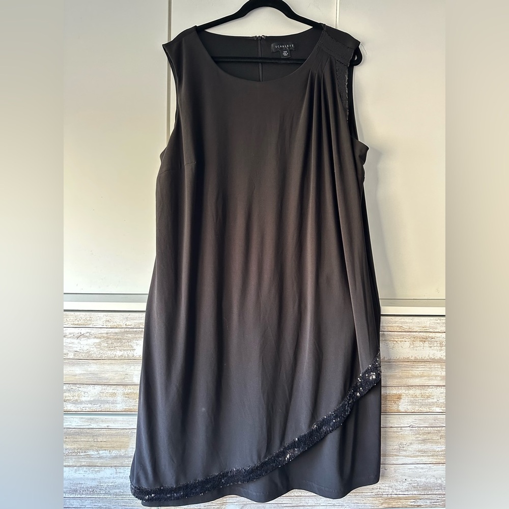 🖤 Scarlett Black Sequin Trim Asymmetrical Dress 22W